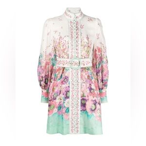 NWT ZIMMERMANN JUDE FLORAL-PRINT LINEN MINI DRESS, SIZE 3